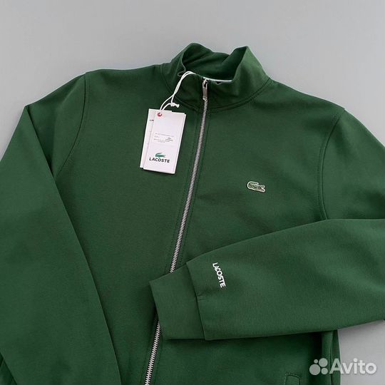 Свитшот lacoste на молнии зеленый