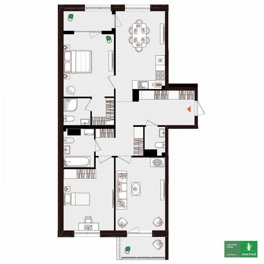 3-к. квартира, 89,9 м², 4/5 эт.