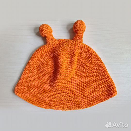 Шапка с глазками оранжевая Улитка весна лето