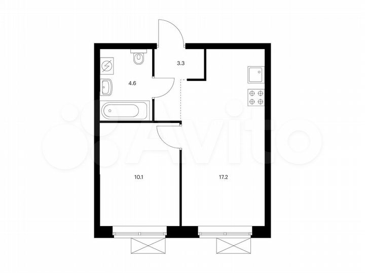 1-к. квартира, 35,2 м², 4/22 эт.