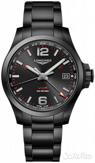 Мужские часы Longines Conquest VHP Black GMT 41мм