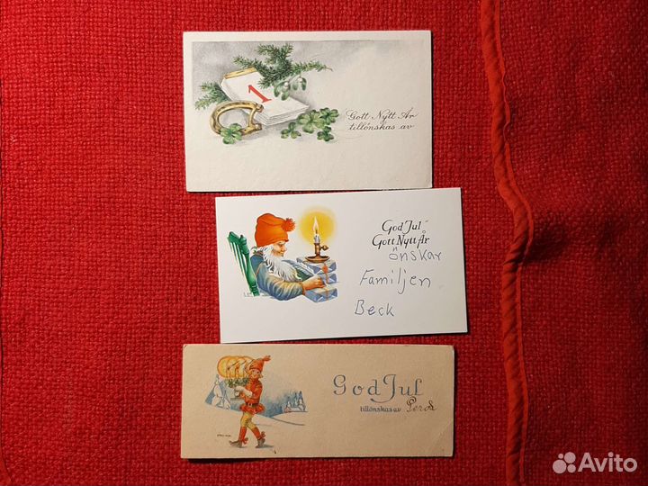 Открытки Новый год набор Швеция 20 век/ 12шт