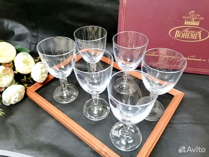 Бокалы для вина Богемия 6 штук новые