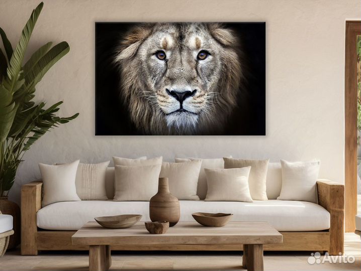 Картины для интерьера со львами на холсте