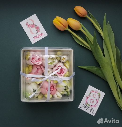 Зефирные цветы в коробочке