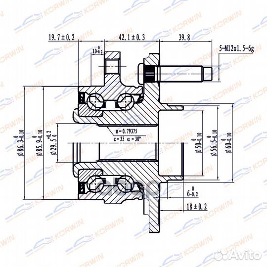 Ступица колеса korwin передняя ABS opel astra-J