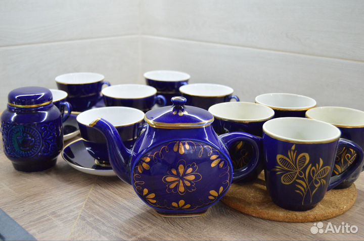 Новый фарфор сервиз СССР Гжель Турыгинский фз
