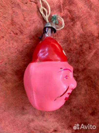 Клоун елочная игрушка стекло СССР цирк голова