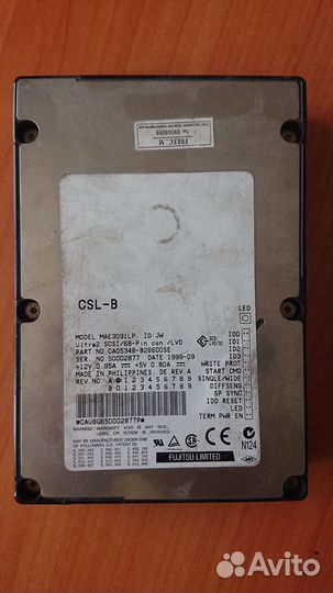 Раритет Жёсткий диск scsi Fujitsu 9 Гб
