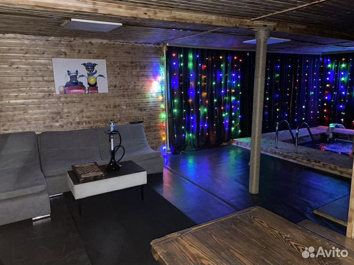 Баня на дровах с бассейном и подгреваемым чаном