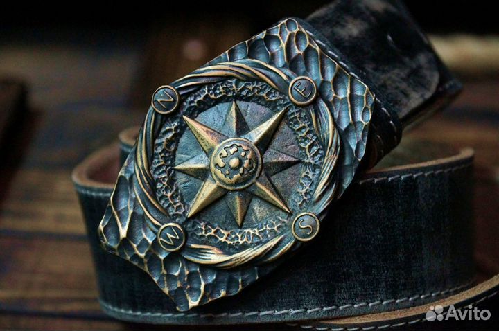 Ремень мужской с пряжкой Роза ветров