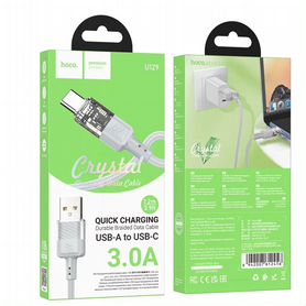 Кабель USB hoco 60W 3A Type-C (1,2м) серый