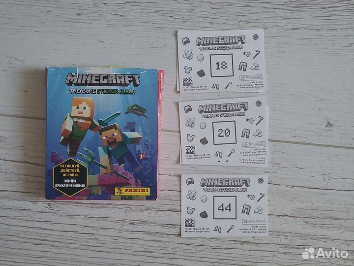 Наклейки panini Minecraft поштучно №18,20,44
