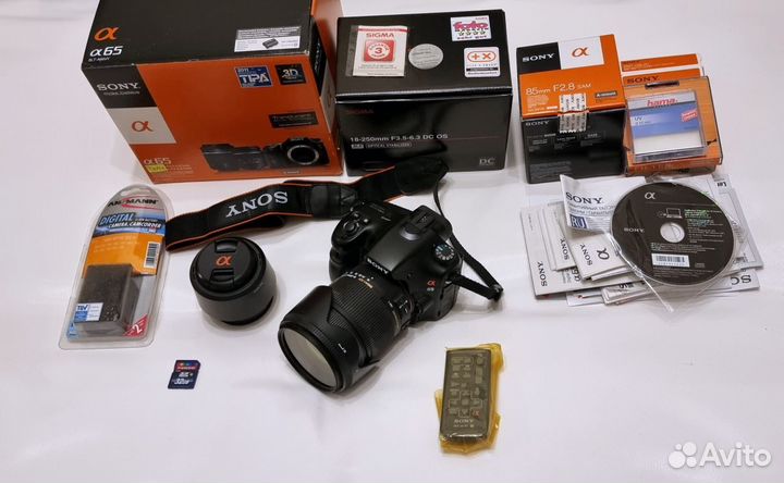 Зеркалка Sony SLT-A65V + 2 объектива + пульт ду