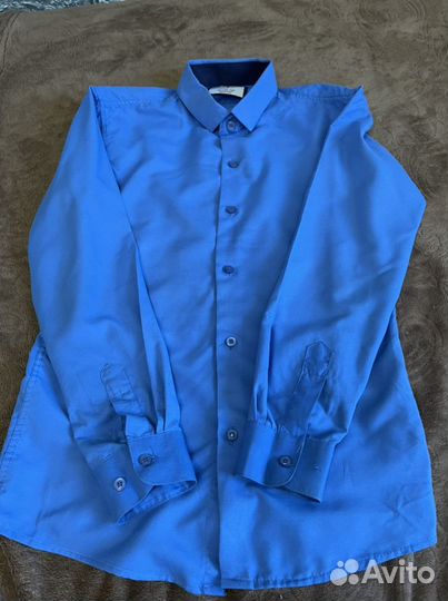Вещи пакетом Школьная рубашка голубая 134-140