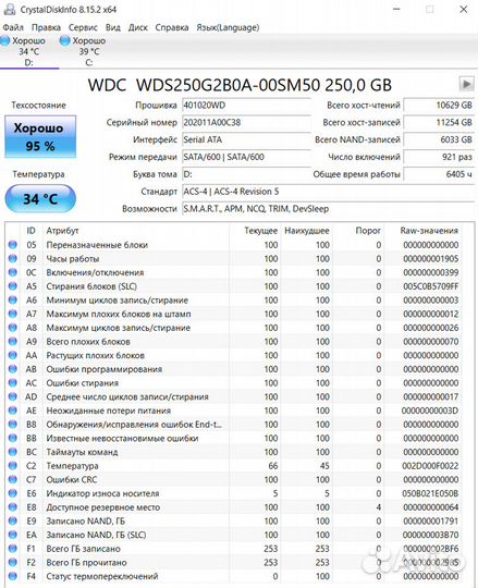 Жесткий диск WD Blue 250гб