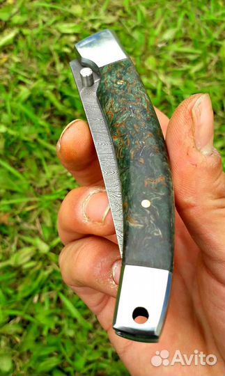 Нож складной из дамасской стали