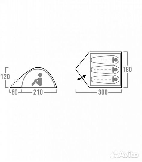 Палатка 3 местная outventure dome 3