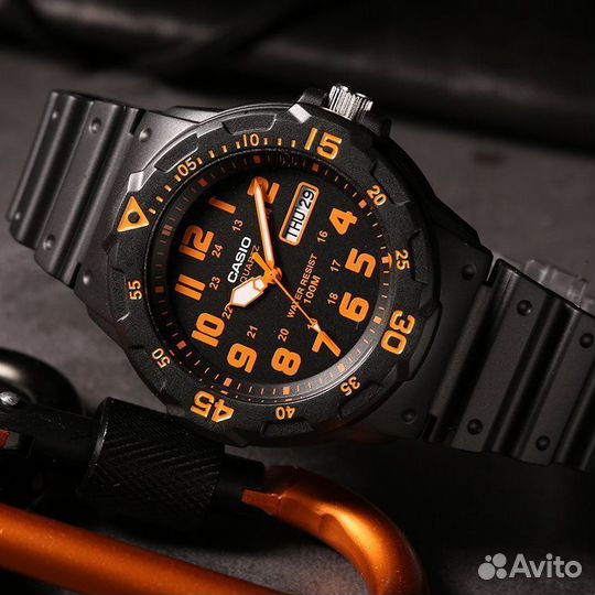 MRW-200H-4B Black and Orange Analog Men's Watch