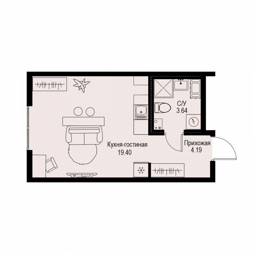 Квартира-студия, 27,2 м², 5/6 эт.