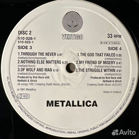 Metallica – Metallica 2LP (Голландия 1991г.)