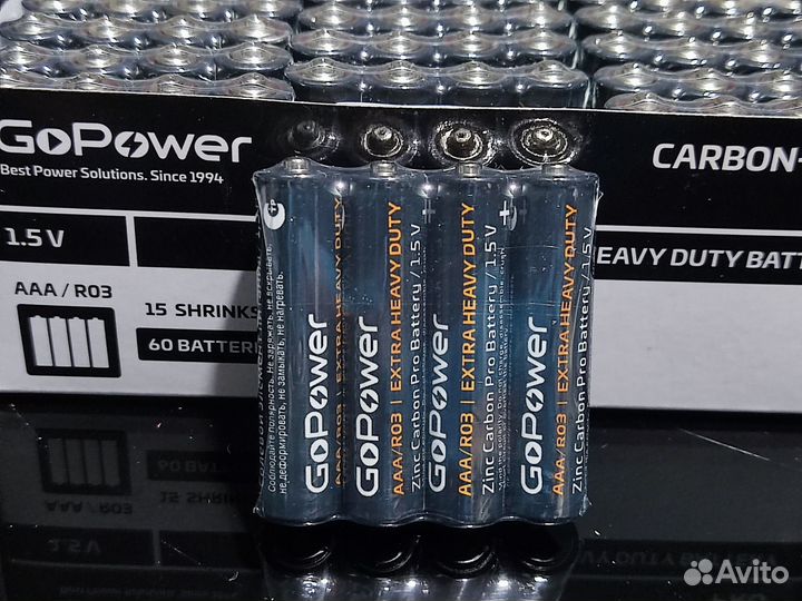 60 батареек AAA GoPower R03