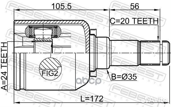 Шрус внутренний L 24x35x20 toyota corolla 5D ZZ