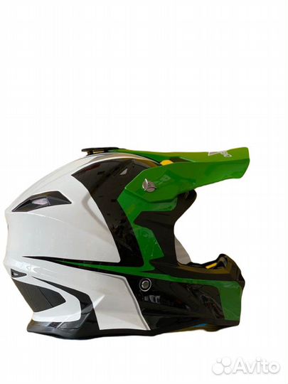 Мотошлем Vega V-FLO зелено-черно-белый р. 2XL