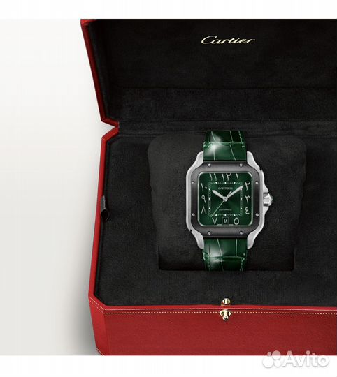 Часы cartier мужские arabic green dial