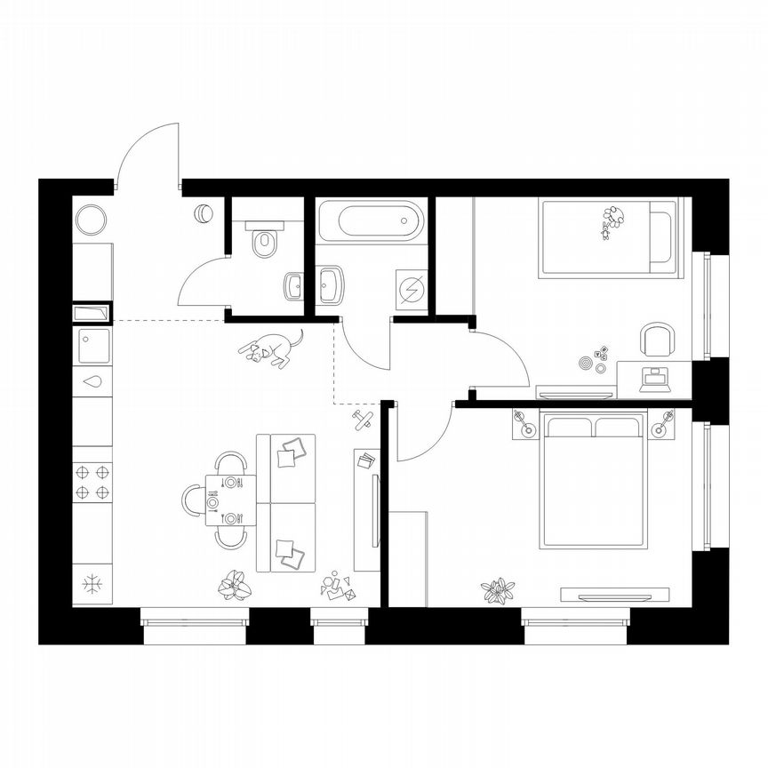 2-к. квартира, 52,3 м², 43/45 эт.