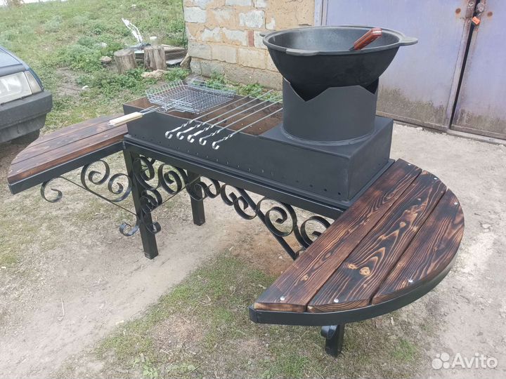 Мангал с печью под казан