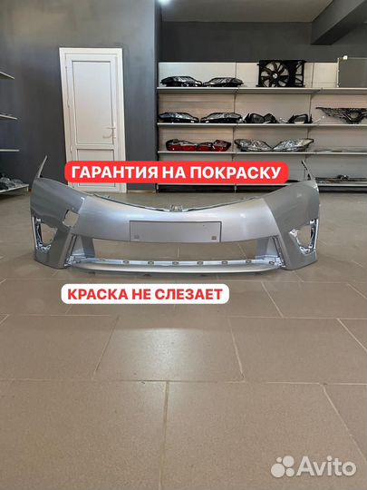 Передний бампер Королла Е180 2013-2016 серебристый