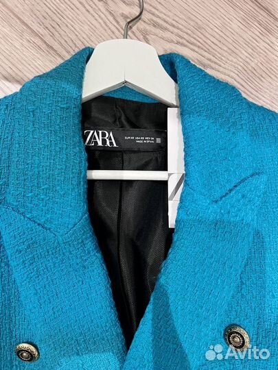 Твидовый пиджак zara xs