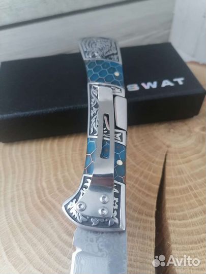 Нож складной дамасская сталь