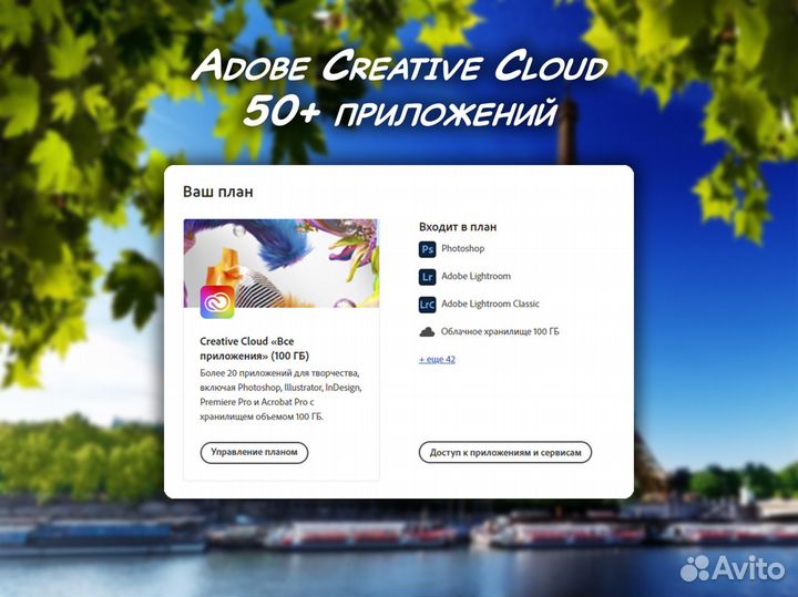 Adobe Creative Cloud 100 Гб / 50+ приложений