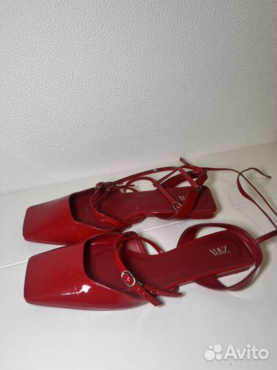 Туфли черные 40 мюли красные 40