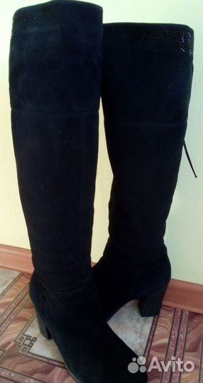 Сапоги (ботфорты) зимние, замша
