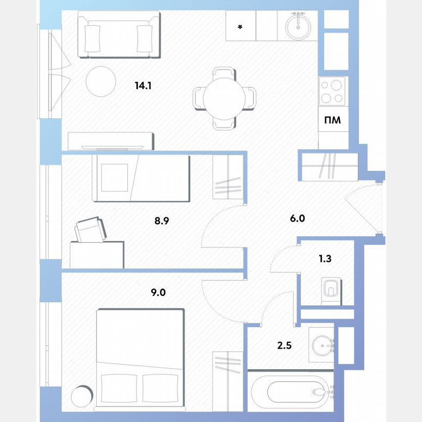 2-к. квартира, 41,8 м², 24/30 эт.