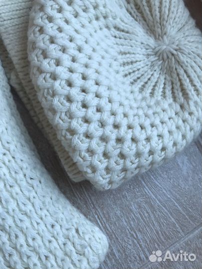 Комплект шапка+шарф вязаные женские