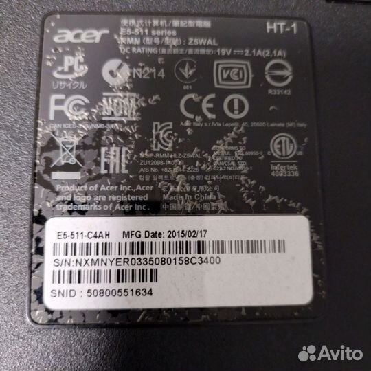 Ноутбук acer E5-511-C4AH