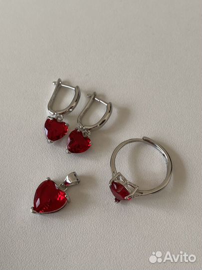 Комплект серьги кольцо и подвеска