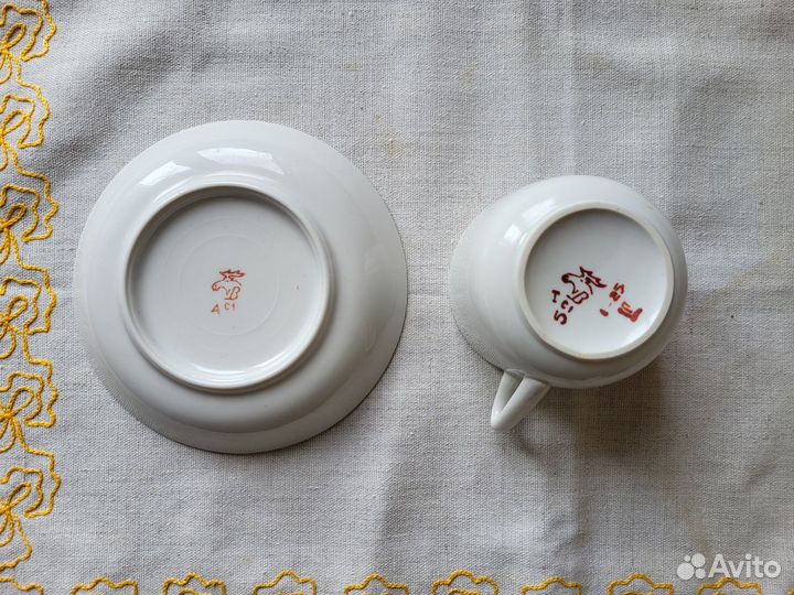 Чашка с блюдцем чайная пара фарфор СССР Дулево