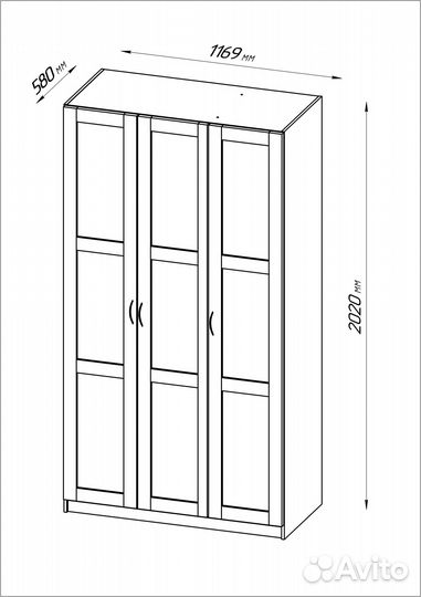 Шкаф Пегас IKEA 3 двери сборные