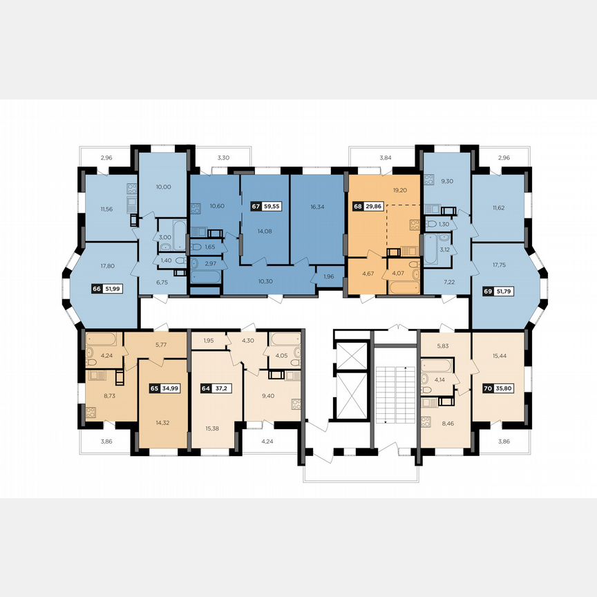 2-к. квартира, 52 м², 10/16 эт.