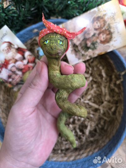 Ватные елочные игрушки, змея
