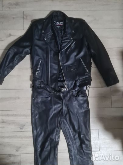 Кожаная куртка косуха мужская 52 54, кожаные штаны