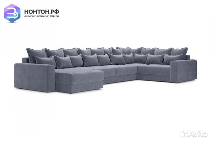 Диван п-образный тик-так Омега темно-серый