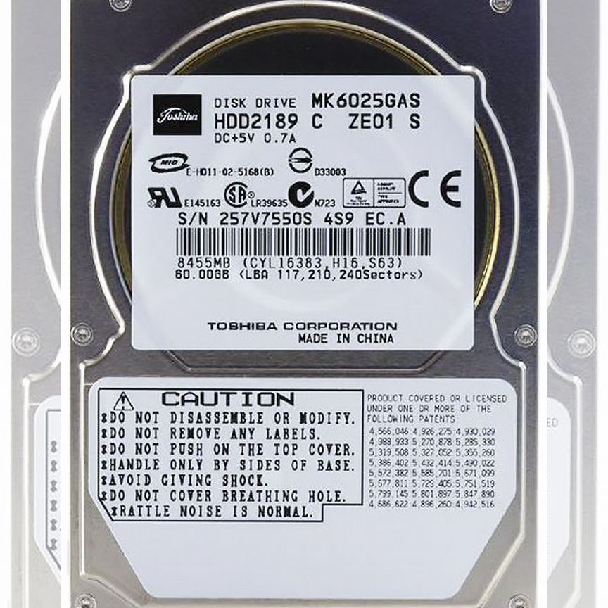 [MK6025GAS] Жесткий Диск Toshiba 60gb Ide 2,5" Mk6025gas