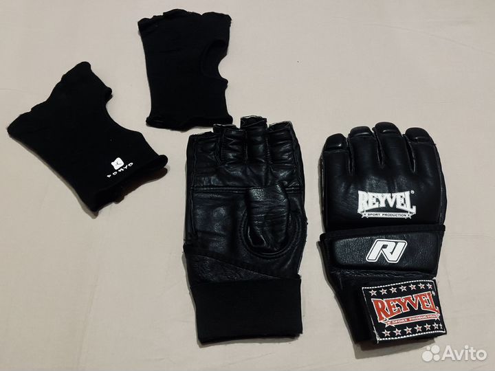 Перчатки кожаные reyvel + митенки domyos р-р. XL