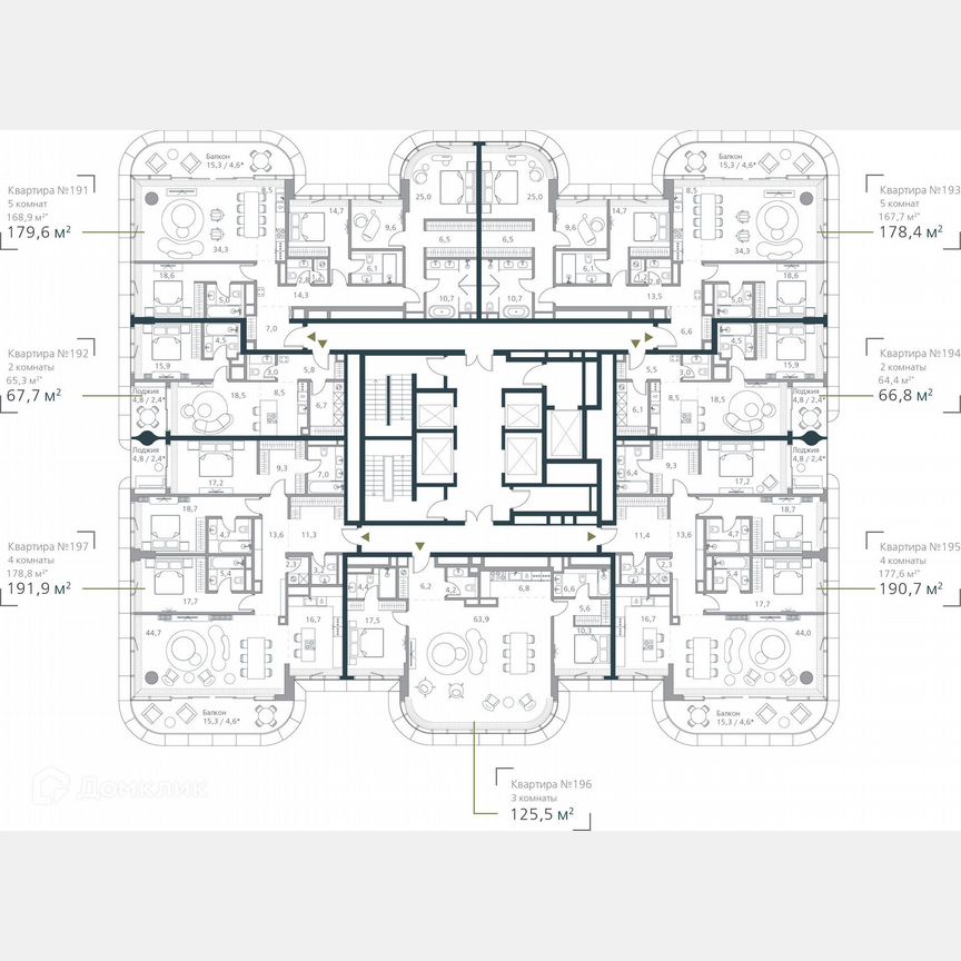 3-к. квартира, 177,6 м², 19/19 эт.